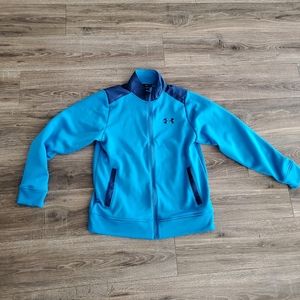 Under Armour Mens Full Zip Jacket Blue Coldgear Long Sleeve sz M